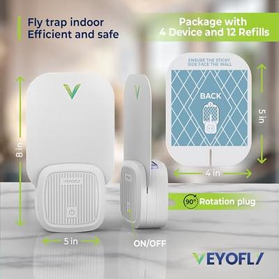 VEYOFLY 4 Pack, Plug-in Flying Insect Trap, Fruit Fly Traps for Indoors, Safer  Home Indoor, Bug Light Indoor Plug-in, Mosquito Trap, Fruit Fly, Gnat Trap,  Flea Trap, No Odor- (4Device+12 Refills) 