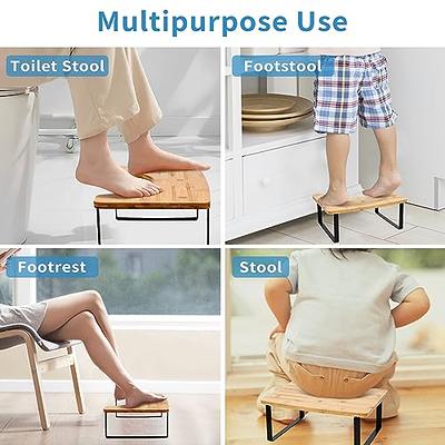 Foot Stool,Ottoman Foot Rest,Bamboo Foot Stool Under Desk,Small Stool for  Living Room, Bedroom and Kitchen (Natural Legs - Beige Stool Surface)
