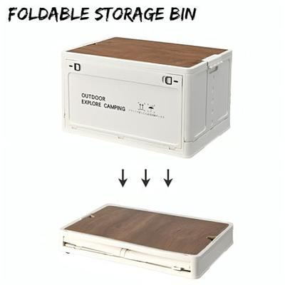 Folding Camping Storage Box Wooden Lid Outdoor Car Trunk Stackable