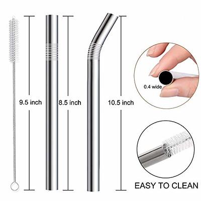 Jumbo Smoothie Straws Stainless Steel, Set of 4 Metal Milkshake