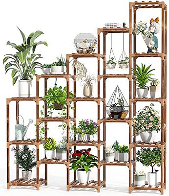 59.1 Tall Metal Plant Stand Indoor Modern 7 Tier Ladder Planter in Gold &  White