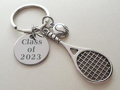 Funny Tennis Ball Mini Keychain for Women Men Racket Key Chain