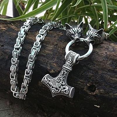 Viking Thor Hammer Mjolnir Mens Necklace Stainless Steel Silver Amulet  Pendant | eBay