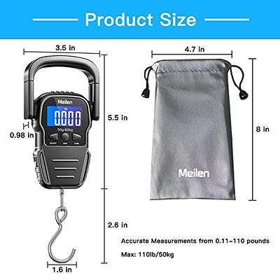 Digital Scale,Luggage Scale 50kg/110lb Portable Electronic LCD Digital  Travel Postal Fishing Hook Weight Scale with Tape Measure Hook and Backlit  LCD