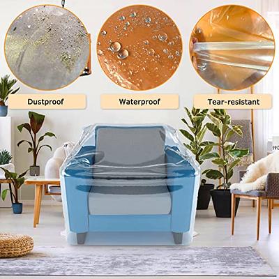 STARTWO Plastic Couch Cover - Dustproof Moving Bag for Chairs, Recliners,  Sofa, Plastic Furniture Cover Thick Clear Couch Cover for Moving and Long  Term Storage, 34W x 42D x 42H Inches 