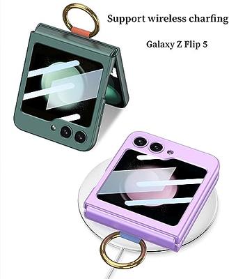 Z Flip 5 Case Ring Holder, Leather Slim Case Compatible Samsung