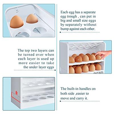 Beveetio 2 pack Auto Flip Egg Holder For Refrigerator, 3 Layer Egg Storage  Container For Refrigerator Side Door, Large Capacity Egg Container, Clear