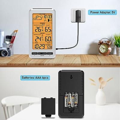 U UNNI Weather Station Wireless Indoor Outdoor Thermometer Inside Outside  Temperature Humidity with Calendar and Adjustable Backlight