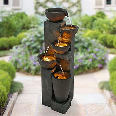 5-tiers Modern Eco-resin Outdoor Fountain Art Waterfall Indoor