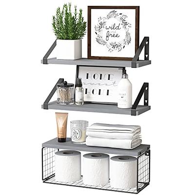 Floating Shelves Wood Bathroom Wall Shelves Set of 3 Gracie Oaks Finish: White