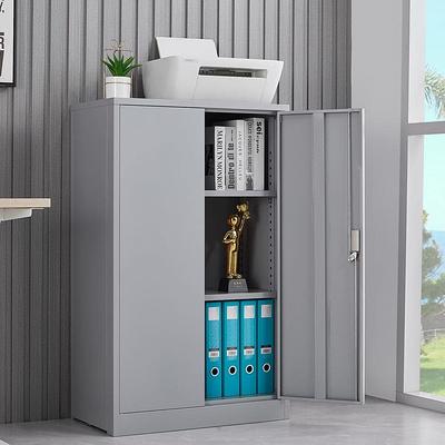 URTR Black Folding File Cabinet with 2 Adjustable Shelves, Metal Cabinet  with 2-Doors and Lock for Office, Garage, Home T-02024-7 - The Home Depot