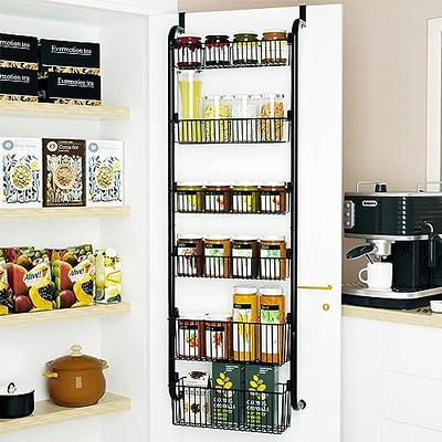 COVAODQ 8-Tier Pantry Door Organization and Storage Over the Door Pantry  Organizer Metal Hanging Kitchen Spice Rack Can Organizer Black