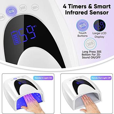 Bete Cordless LED Nail Lamp, Wireless Nail Dryer, 72W Rechargeable LED Nail Light, Portable Gel UV LED Nail Lamp with 4 Timer Setting Sensor and LCD