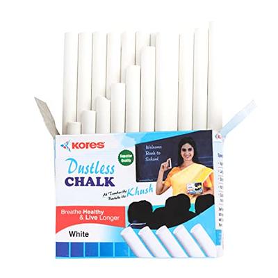 Kedudes Non-Toxic Dustless Chalk with Eraser (48 Pack) | 24 Colored Chalk + 24 White Chalkboard Chalk | for Teachers, Sidewalk Chalk for Kids