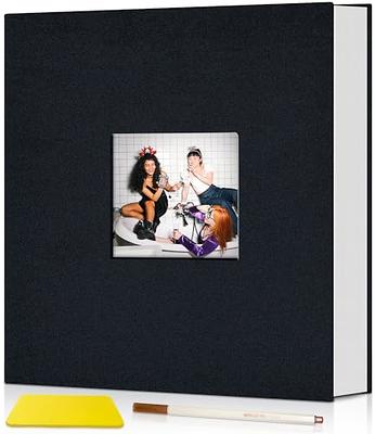 Pssoss Large DIY Scrapbook Photo Album 100 Pages with Writing Space for 3x5 4x6 5x7 6x8 8x10 Picture, Size: 13 x 12 Inches 100 Pages, Black