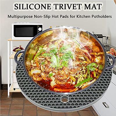 Silicone Trivet Mats Hot Pot Holder Heat Resistant Non-Slip Table  Round-4Pcs Set