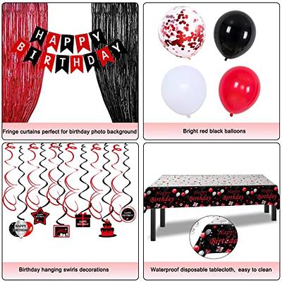 Birthday Decorations Red and Black for Men Women, Happy Birthday