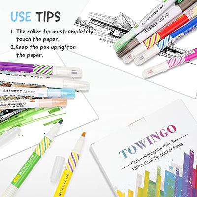 6pcs Curve Line Fine Tip Highlighter Pen Colored Pens for Scrapbooks  Journaling Markers Writing Note Taking Office Supplies