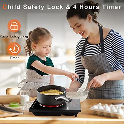 2 Burner Electric Cooktop 110V, 120V Plug Electric Stove Top, Child Safety  Lock