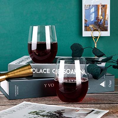16oz Plastic Stemless Wine Glasses Disposable Heavy Duty Unbreakable Clear  Plastic Wine Glasses Recyclable Shatterproof Reusable