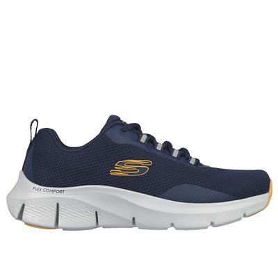 Skechers Men's Flex Comfort - Serron Sneaker, Size 10.5 Wide, Navy/Orange, Textile/Synthetic, Vegan