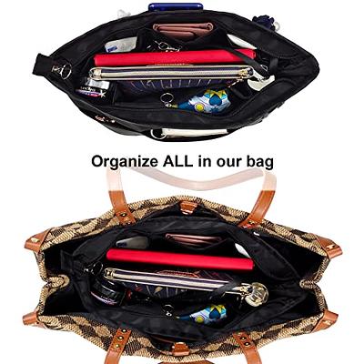 Time Wing Purse Organizer Insert Tote Handbag Organizer Pocketbook Divider  Bag in Bag Shaper Liner Multi Pockets Compartments Zippers Key Chain X Large  Black - Yahoo Shopping