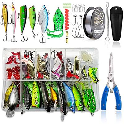 283PCS Fishing Lure Kit Crankbait Frog Popper Fishing Plier Hooks Minnow  Spoon Spinner Bait Soft Lure Fishing Worm Grub Trout Salmon for Freshwater  and Saltwater Fishing Accessories Kit Tackle Box - Yahoo