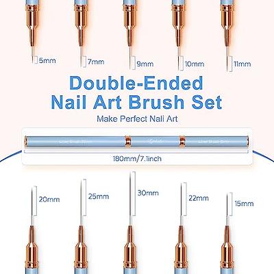 Liner Brush for Nails, 6Pcs Thin Nail Art Brushes Professional Nail Detail  Brush for Gel Polish Sizes 5/7/9/11/15/25mm (Silver and Golden) 