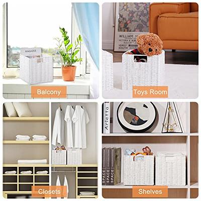 Small Wicker Storage Baskets, Vagusicc Woven Storage Organizer Baskets Bins  (Set of 2), Toilet Paper Small Wicker Baskets with Handles for Organizing