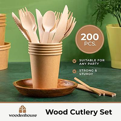 100% Compostable Forks Spoons and Knives - 380 Piece Eco Cutlery Combo Set - Eco Friendly Alternative to Plastic Silverware