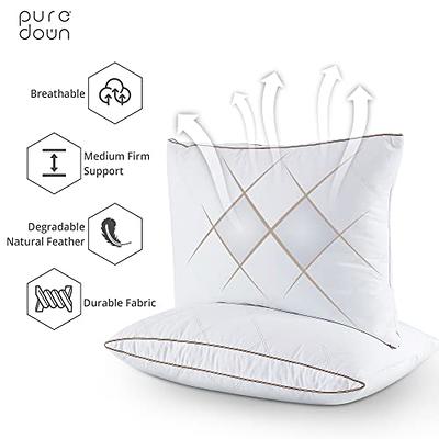 Puredown Goose Feathers and Down Pillow for Sleeping Gusseted Bed