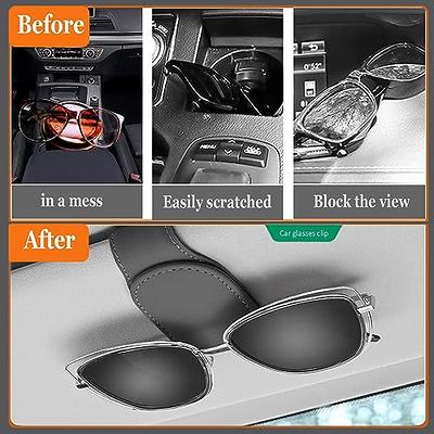 Sunglasses Holders for Car Sun Visor, 2pack Magnetic Leather Glasses  Eyeglass Hanger Clip for Car, Visor Sunglasses Holder Clip Car Accessories  for