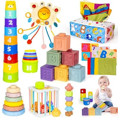 GJOF2YK 6 in 1 Montessori Toys for Babies 6–12 Months Stacking Block Soft  Infant Ring Shape Learning Sensory Bin Pull String Teething Toy Tissue Box  for Toddlers 1 2 3 Year Old Boy Girl Gift - Yahoo Shopping