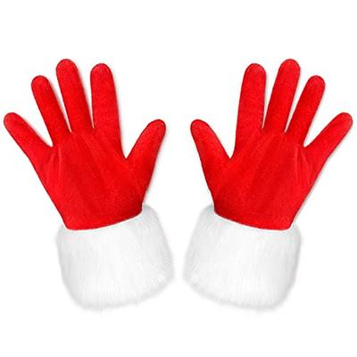 Christmas Red Velvet Gloves Santa Claus Gloves With White - Temu