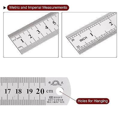 Stainless Steel Ruler Metal Ruler, 12 Inch Straight Edge Ruler with Inch  and Metric Graduations for School Office Engineering Woodworking (2 Pack)