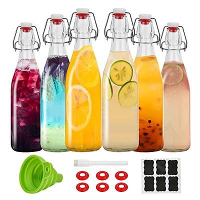 Kitchen Lux 24 Oz Reusable Glass Water Bottles with Airtight Screw Top Lid,  Pack of 4