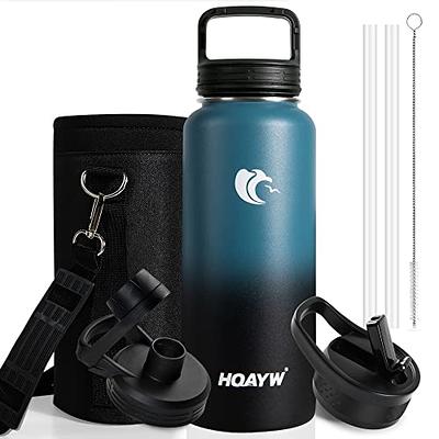 BUZIO Insulated Wide Mouth Straw Water Bottle Thermo Flask