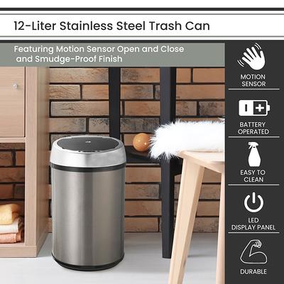 Hanover 12-Liter / 3.1-Gallon Trash Can with Sensor Lid in