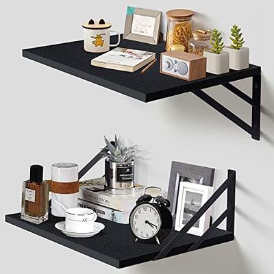 upsimples Floating Shelves for Wall Decor Storage, Black Wall Mounted  Shelves Set of 5, Sturdy Small Wood Shelves Hanging for Bedroom, Living  Room