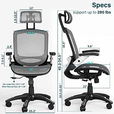 Modern High Back with Headrest Office Mesh Chair Tilt Arms Lumber Support Large Base Adjustable Swivel Task Executive All Black