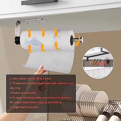 Taozun Self Adhesive Paper Towel Holder - Under Cabinet Paper Towel Rack  for Kitchen and Bathroom, SUS304 Brushed Stainless
