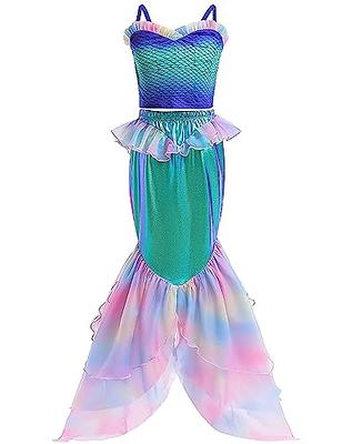 Hitormoon Mermaid Costume Dress for Girls Kids Ariel Princess Dress Up  Birthday Outfit Cosplay Halloween Costumes HN002S - Yahoo Shopping