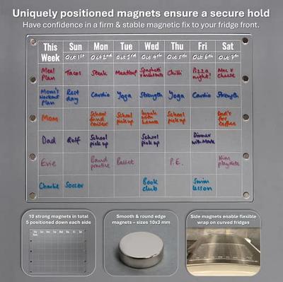 Magnetic acrylic calendar for fridge set - 16x12 acrylic fridge calendar,  10.5x5 acrylic dry erase board, 9 markers, magnetic notepads, eraser,  clips - Acrylic magnetic calendar for fridge 17 pc set - Yahoo Shopping