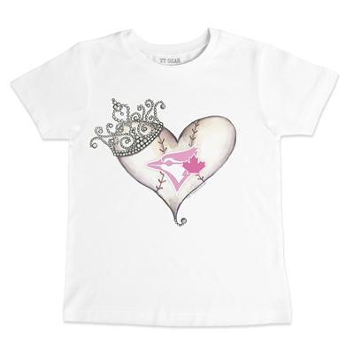 Toronto Blue Jays Tiny Turnip Infant Heart Banner Raglan 3/4-Sleeve T-Shirt  - White/Royal