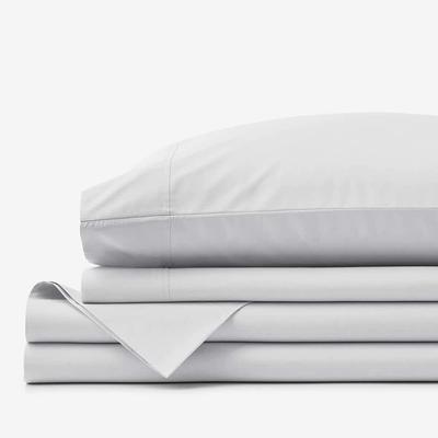 The Company Store Company Cotton Percale Porcelain Blue Solid 300-Thread Count Oversized Queen Deep Pocket Flat Sheet