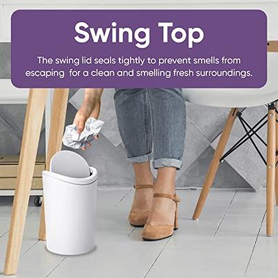 Superio Medium Trash Can with Lid 4.5 Gallon Plastic Swing Top Garbage Can  Slim Waste Bin for Under Sink/Cabinet, Laundry Room, Kitchen, Office