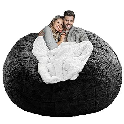 5ft Storage Bean Bag Chair Cover No Filler Soft Fluffy Beanbag Cover Stuffable Beanbag Cover Round Lazy Sofa Bed Cover Without Filling for Living Room