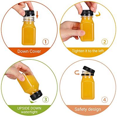 Glass Water Bottles - 4 Pack Wide Mouth Juice Bottles with Clear Lids for Juicing, Smoothies, Fruit Water, Teas, Beverage Storage - 16oz, Leakproof