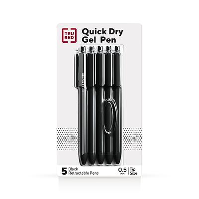 TRU RED™ Retractable Quick Dry Gel Pens, Fine Point, 0.5mm, Black, 5/Pack  (TR54486) - Yahoo Shopping