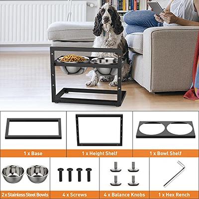 Elevated Dog Bowls,Stainless Steel Raised Dog Bowls, Adjustable to 8  Heights(2.75 up to 20''),for Small, Medium, Large,Extra Large Sized Dogs  with 2